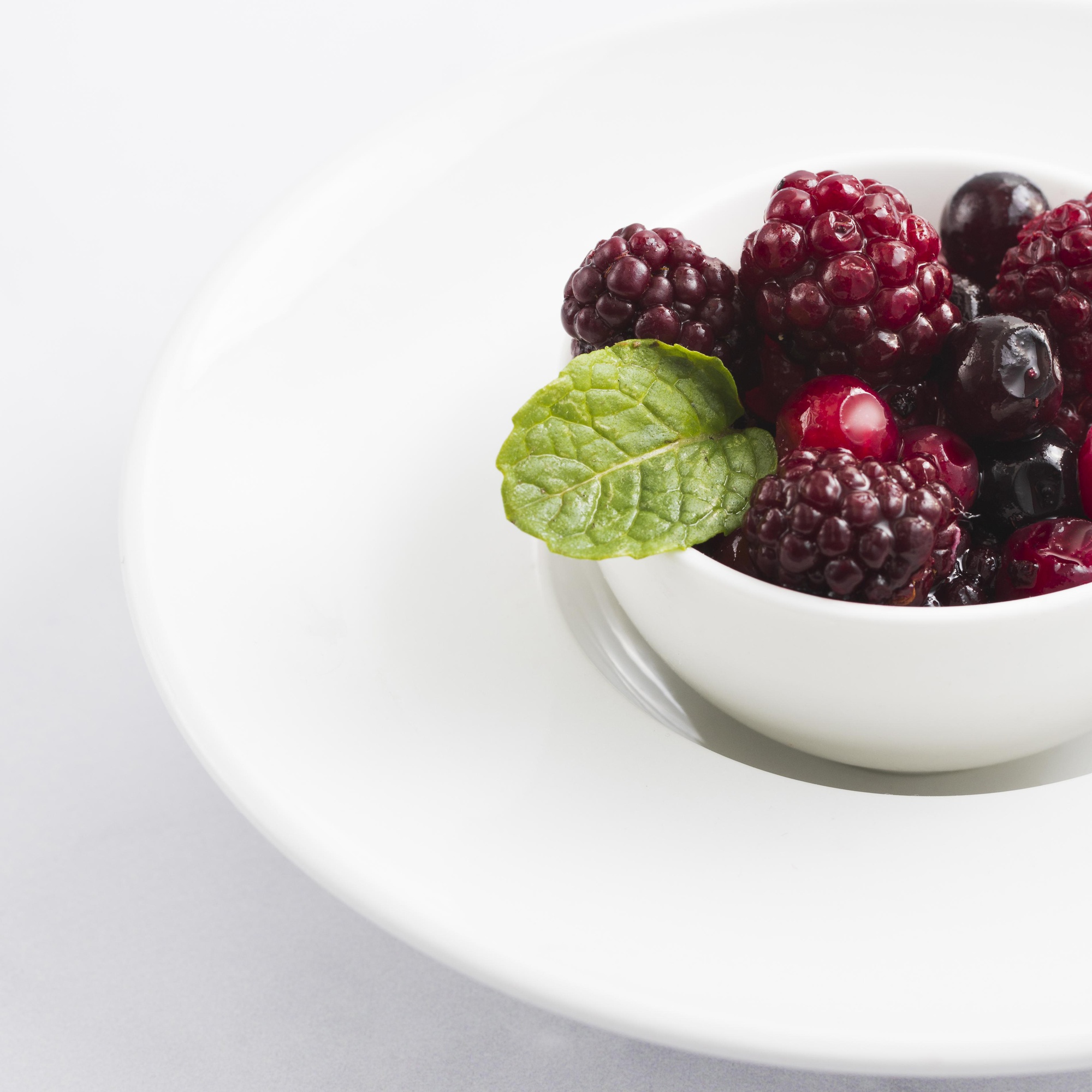 Minimalist dessert with berry gel